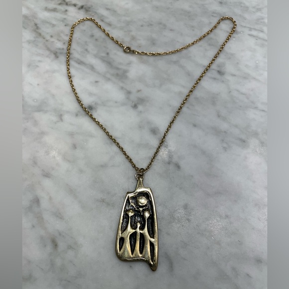 Vintage Brutalist Mid-Century Pendent and Necklace - Picture 2 of 5